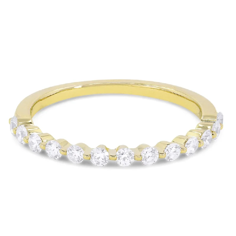 Women’s round diamond engagement rings-14K Yellow Gold,white Diamond Ring