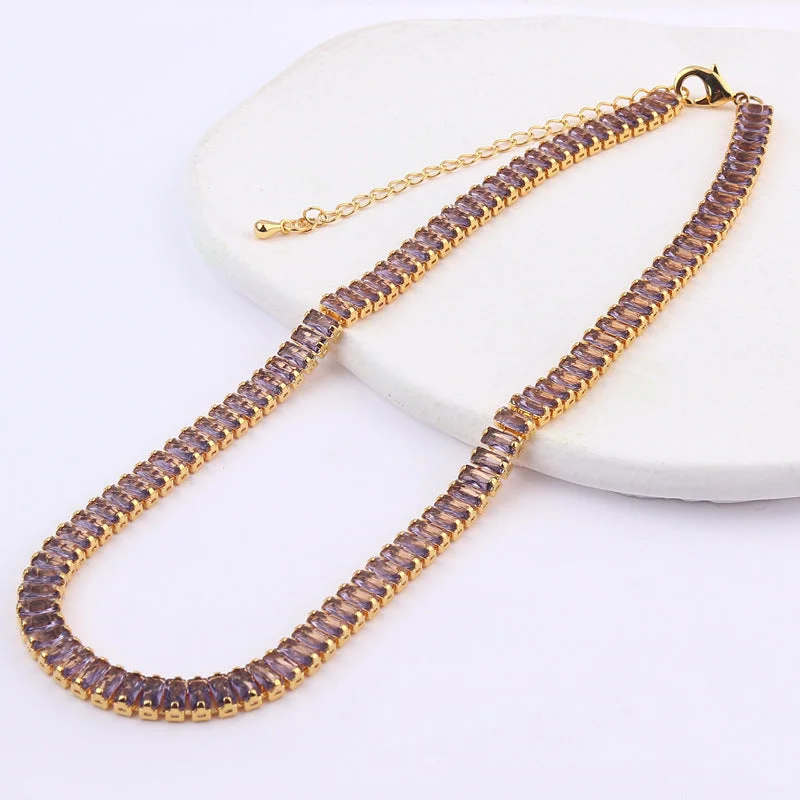 18K Gold 2.5 * 5mm Horizontal Purple