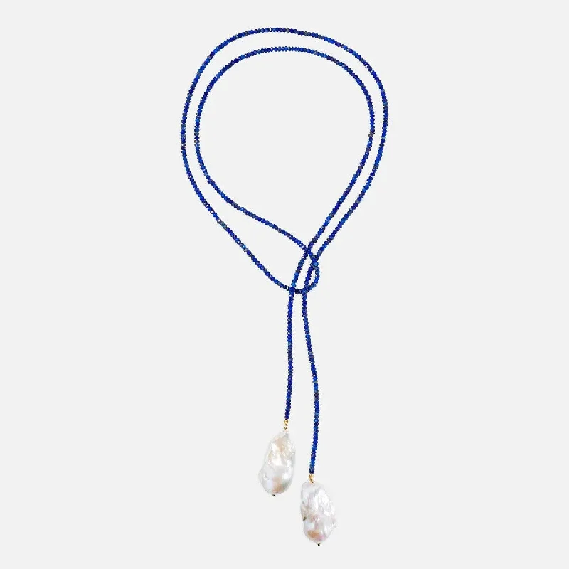 Women’s diamond necklaces-Lapis Classic Gemstone Lariat