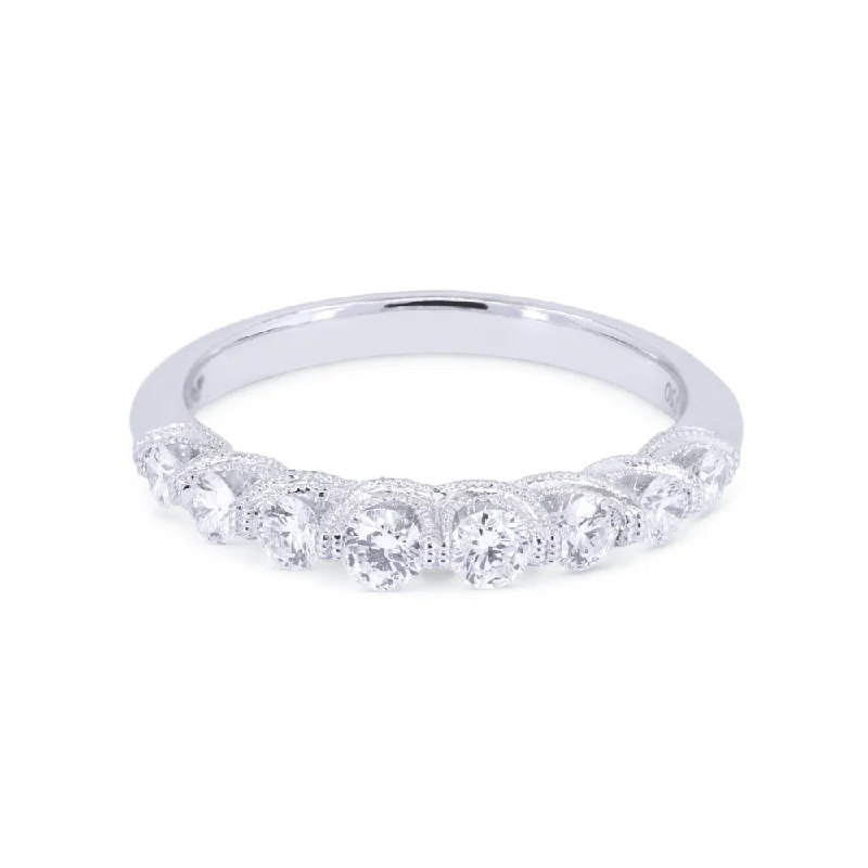 Women’s elegant three-stone engagement rings-14K White Gold,white Diamond Ring