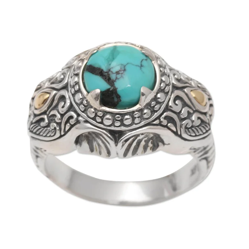 Women’s diamond rings-Novica Handmade Maharaja Men'S Gold Accented Sterling Silver Ring - Blue