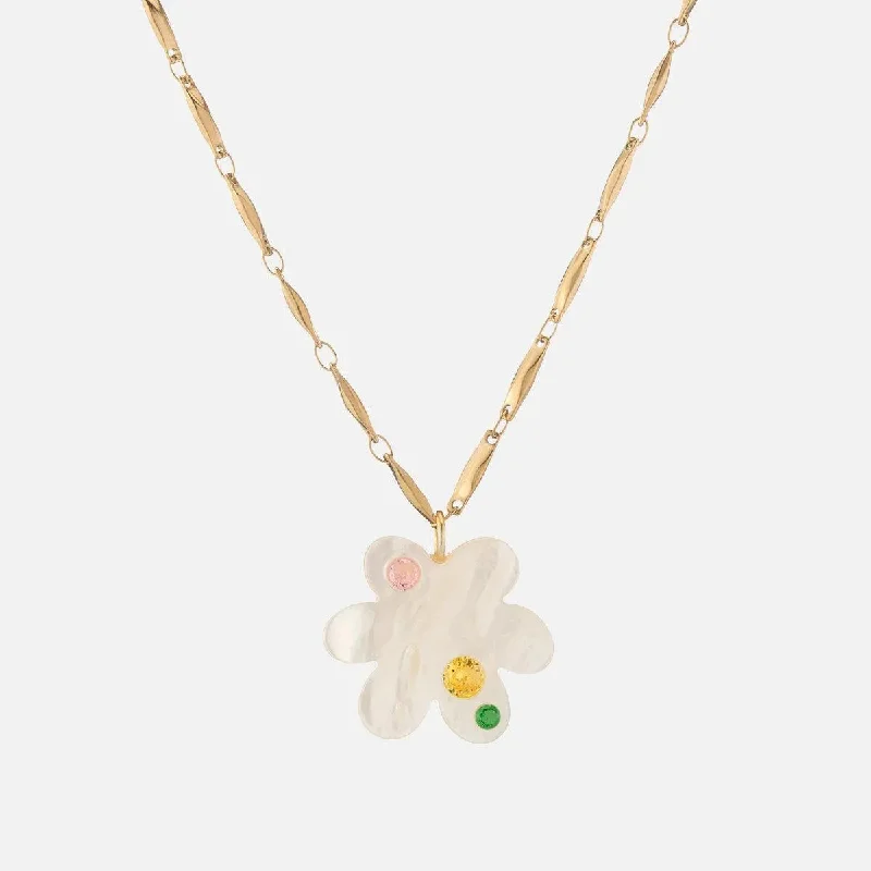 Women’s custom designed necklaces-Super Bloom Necklace, Mother of Pearl