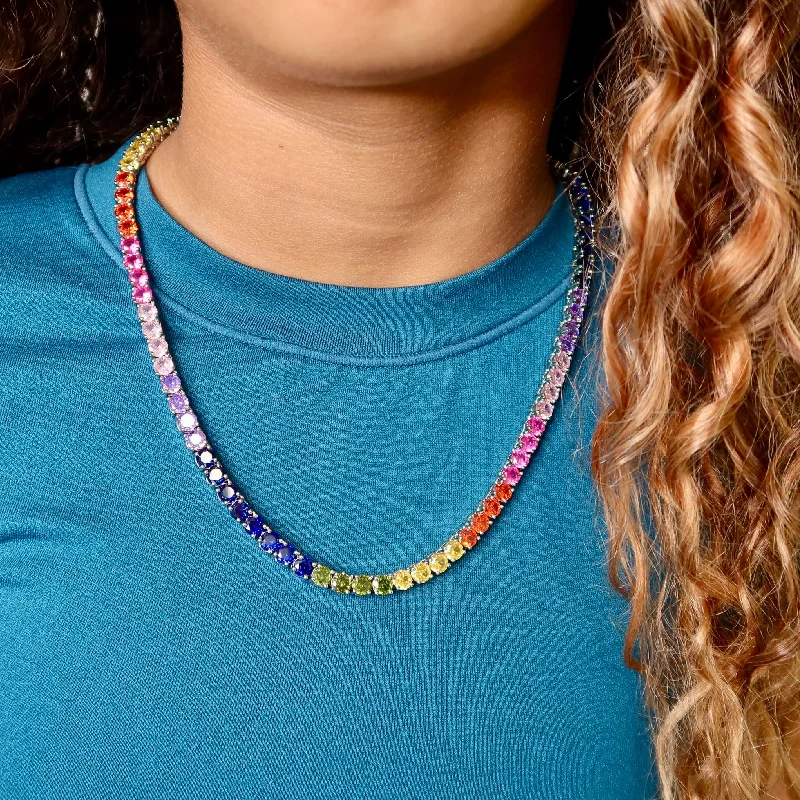 Women’s long necklaces-Rainbow Tennis Necklace