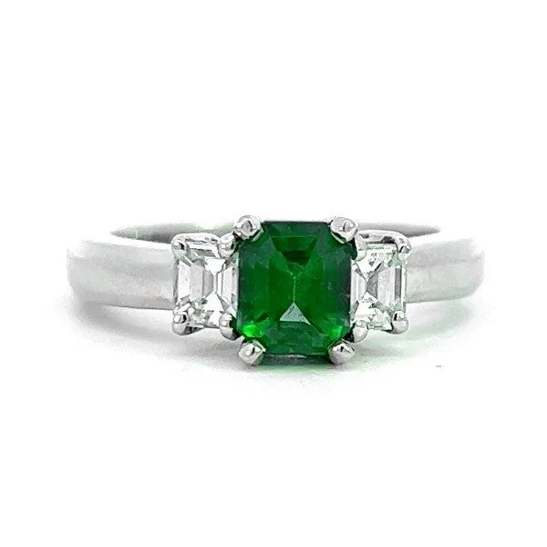 Women’s heirloom engagement rings-3-Stone Emerald and Diamond Ring