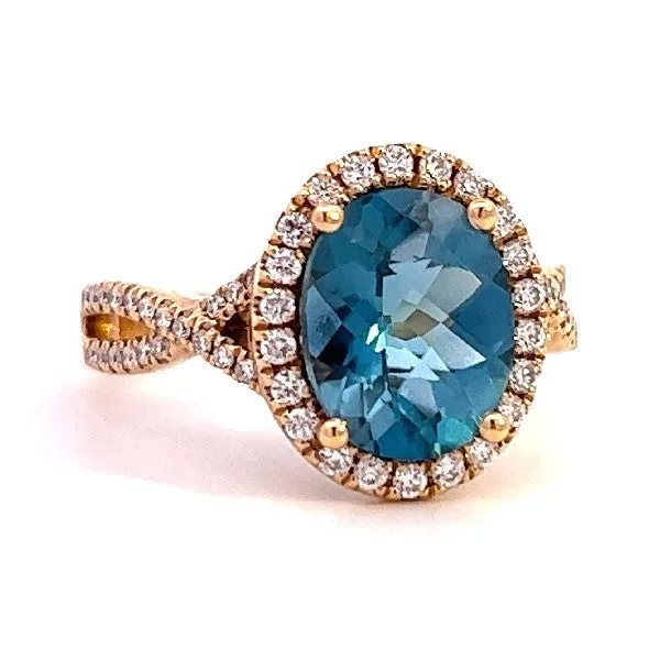 Women’s engagement rings with peridot-Blue Topaz and Diamond Ring