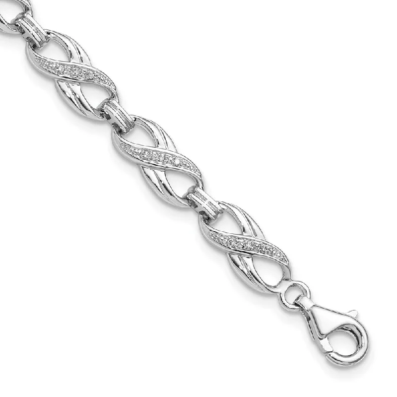 Women’s unique bracelets-Sterling Silver Rhodium-plated Diam. Bracelet-WBC-QDX1143