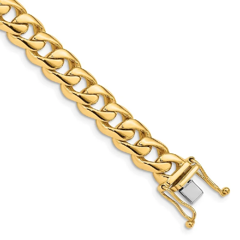 Women’s luxury bracelets-14k Yellow Gold 8.3mm Hand-polished Rounded Curb Link Bracelet, 8"