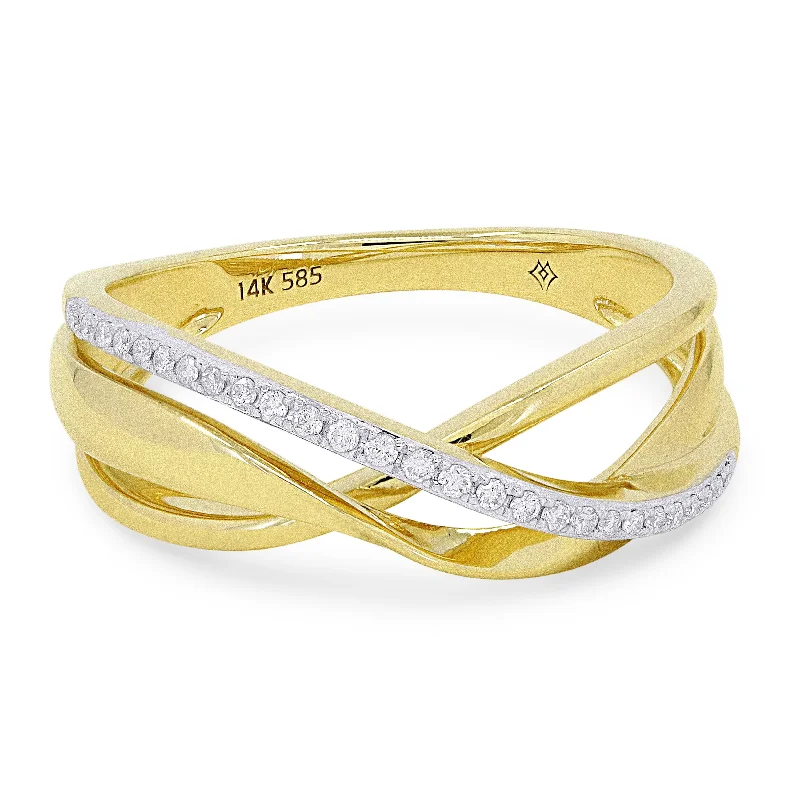 Women’s white sapphire engagement rings-14K Yellow Gold,white Diamond Ring