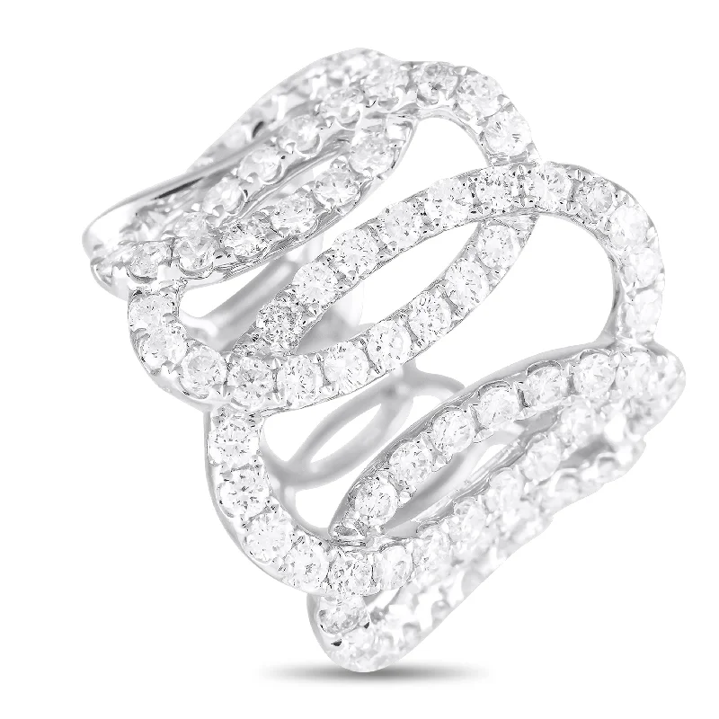 Women’s eternity band engagement rings-LB Exclusive 18K White Gold 2.20ct Diamond Ring ALR-12535