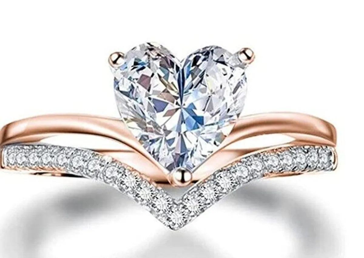 Women’s silver rings-Glam Heart Shape Zircon Alloy Wholesale Rings