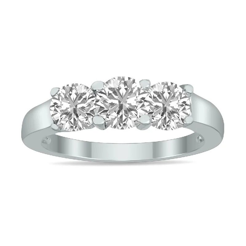 Women’s diamond-studded engagement rings-2 Ctw Three Stone Lab Grown Diamond Ring In 14K White Gold