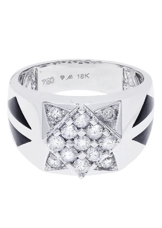 Women’s princess cut diamond engagement rings-White Gold Pinky Diamond Ring| 0.85 Carats| 10.93 Grams