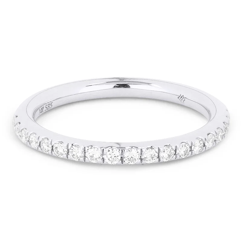 Women’s intricate engagement rings-14K White Gold,white Diamond Ring