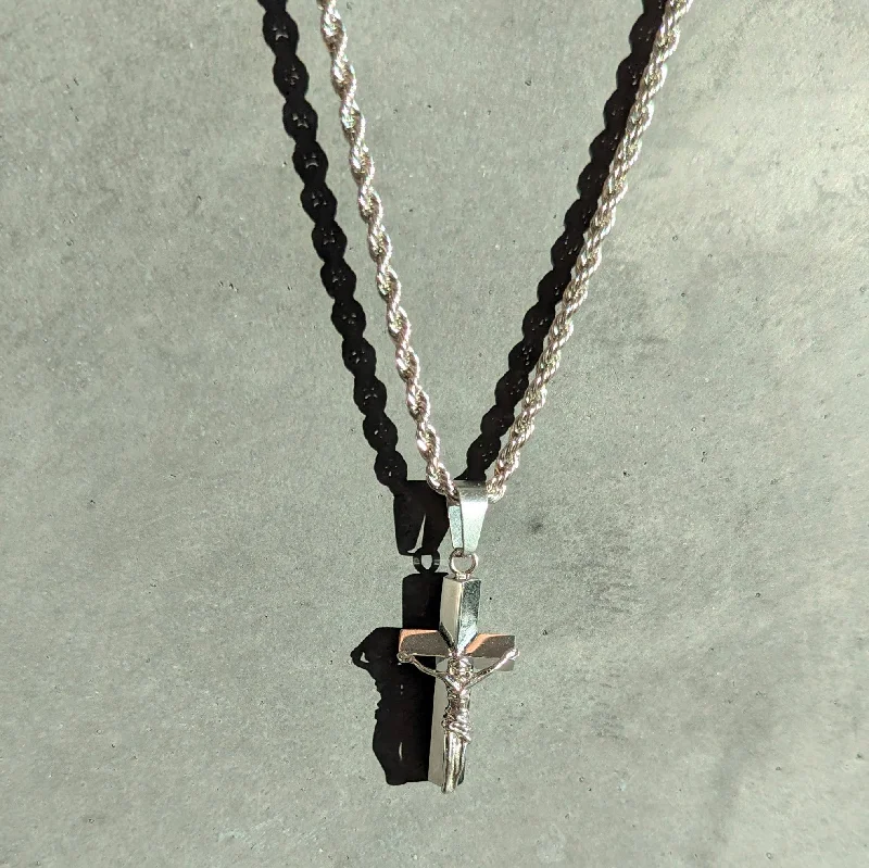 Women’s solitaire diamond necklaces-Kids Steel Crucifix Necklace