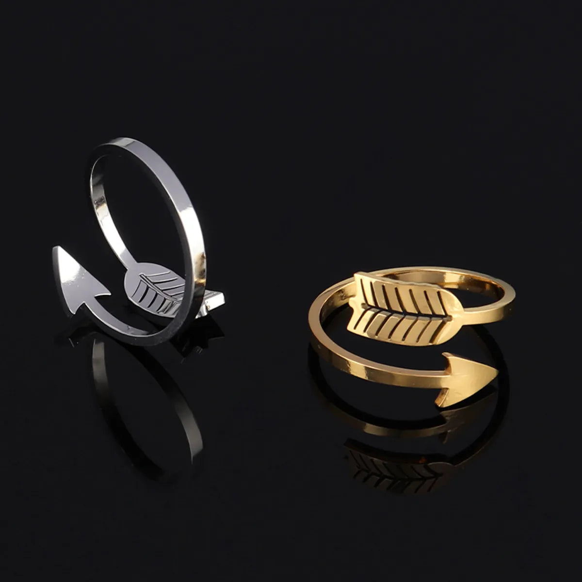 Women’s cushion cut rings-Wholesale Simple Style Arrow Stainless Steel Open Ring