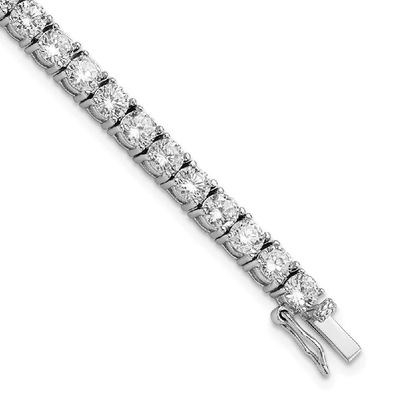 Women’s engraved bracelets-925 Sterling Silver Cheryl M Rhodium-plated Fancy Cubic Zirconia Tennis Bracelet, 7.25"