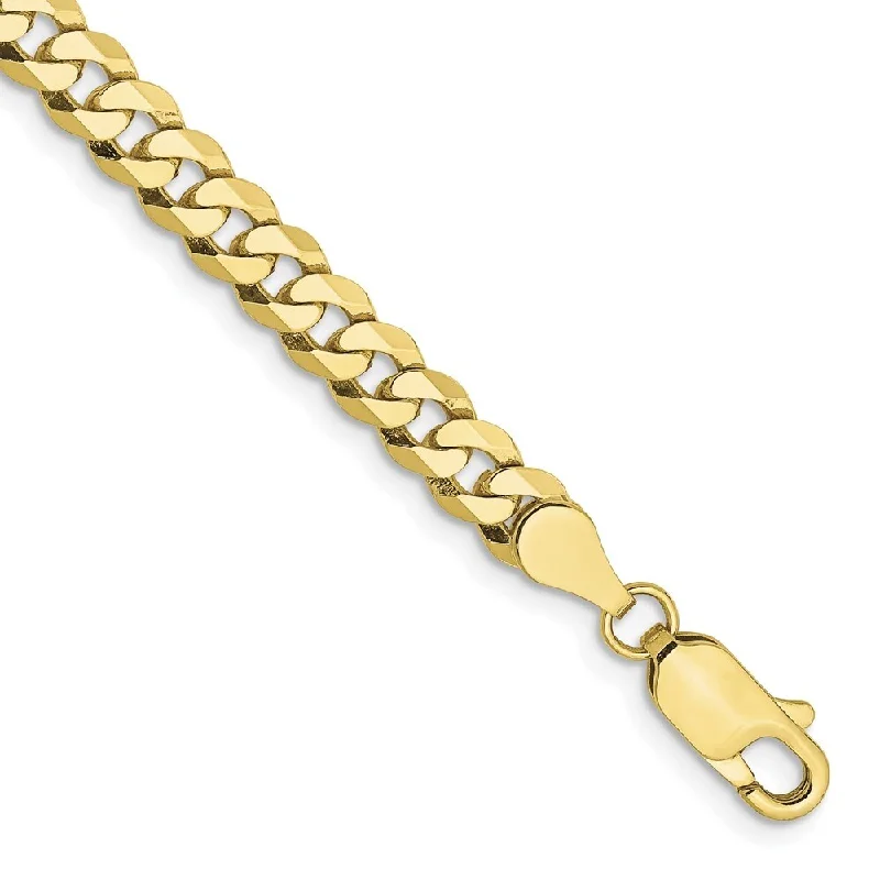 Women’s square bangles-10k Yellow Gold 4.75mm Flat Beveled Curb Chain Bracelet, 7"