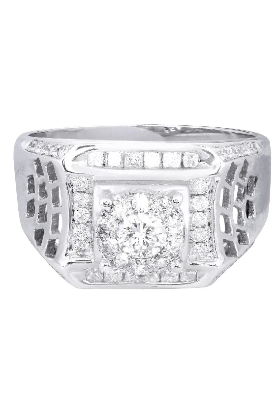 Women’s engagement rings with diamonds-White Gold Mens Diamond Ring| 0.84 Carats| 8.54 Grams