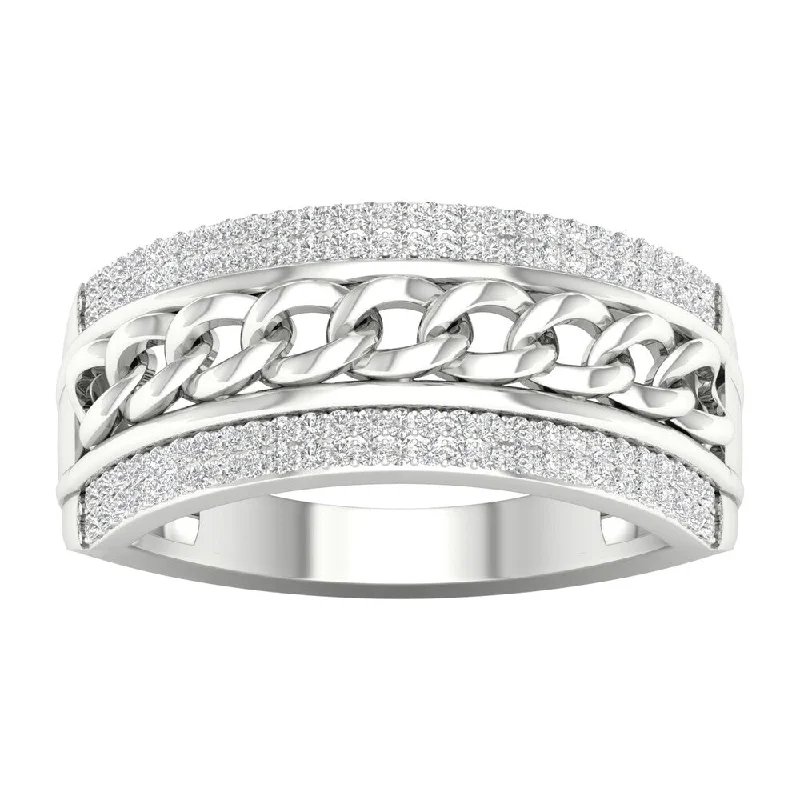 Women’s luxury wedding rings-1/3ct TDW Diamond Cuban Link Men's Ring in 10k Gold