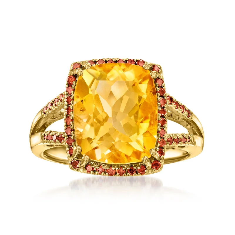 Women’s black diamond engagement rings-Ross-Simons Citrine and . Red Diamond Ring in 18kt Gold Over Sterling