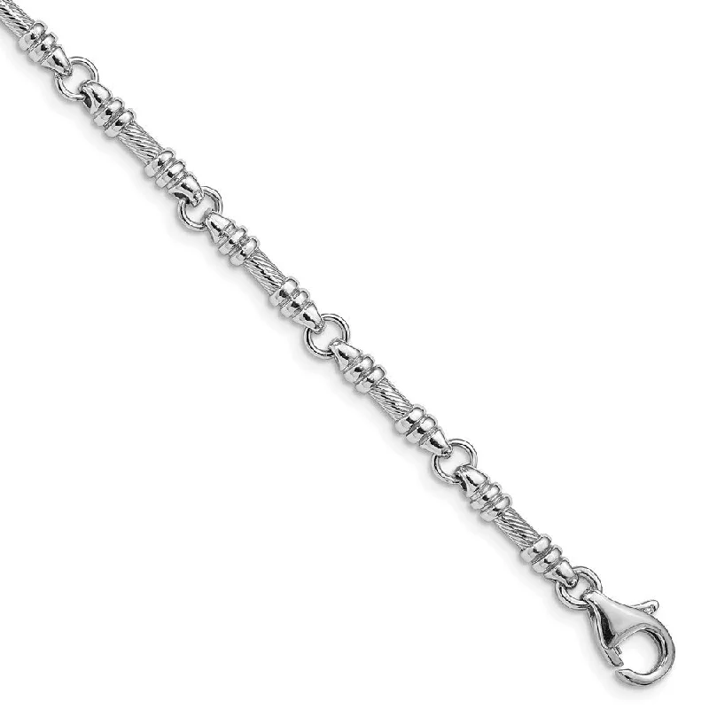 Women’s statement bracelets-14k White Gold 3.5mm Hand-polished Fancy Link Bracelet, 7"