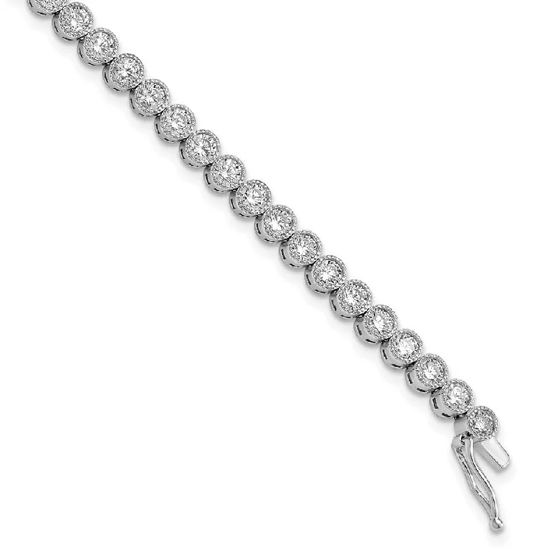 Women’s friendship bracelets-Sterling Silver Rhodium-plated CZ Bracelet-WBC-QG4183-7