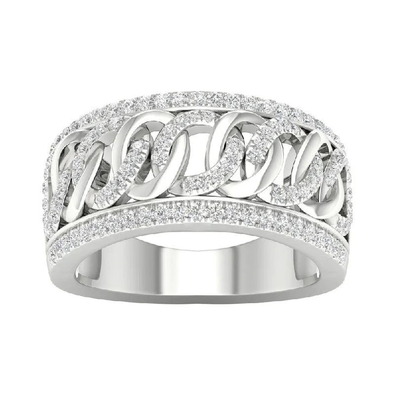 Women’s unique gemstone rings-IGI Certified 3/8ct TDW Diamond Cuban Link Ring in 10k Gold