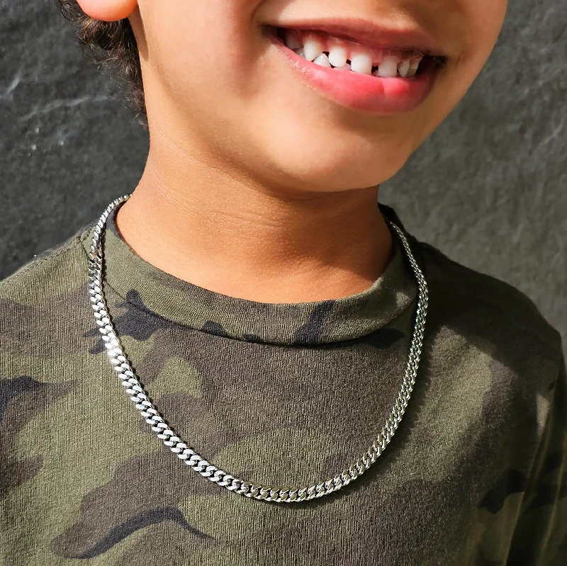 Women’s heart pendant necklaces-Kids' Silver Cuban Link Necklace