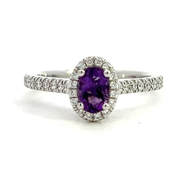 Women’s high-quality diamond engagement rings-Amethyst and Diamond Ring