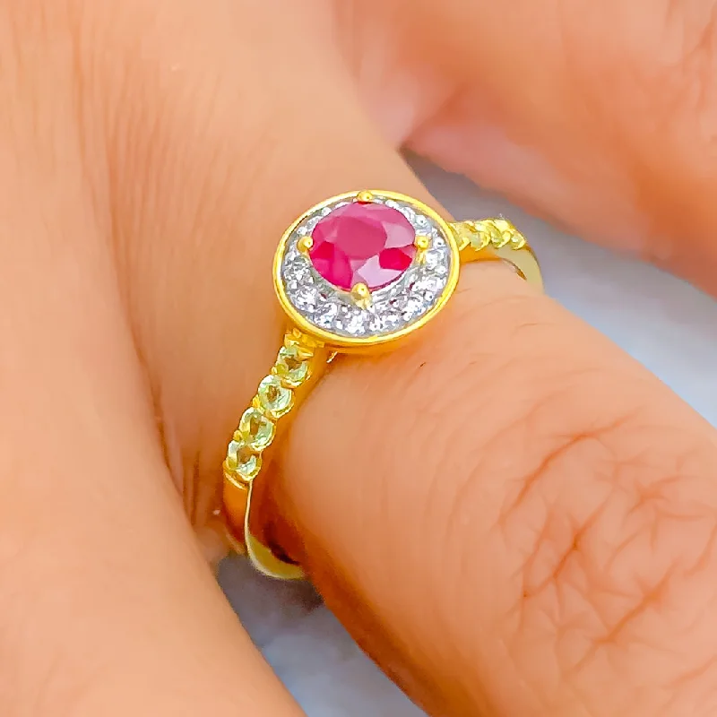 Women’s matching engagement rings with wedding bands-Fascinating Round 18K Gold + Diamond Ring