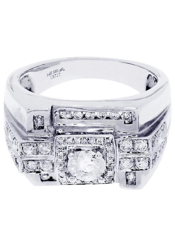 Women’s cushion-shaped diamond engagement rings-White Gold Pinky Diamond Ring| 4.24 Carats| 14.24 Grams