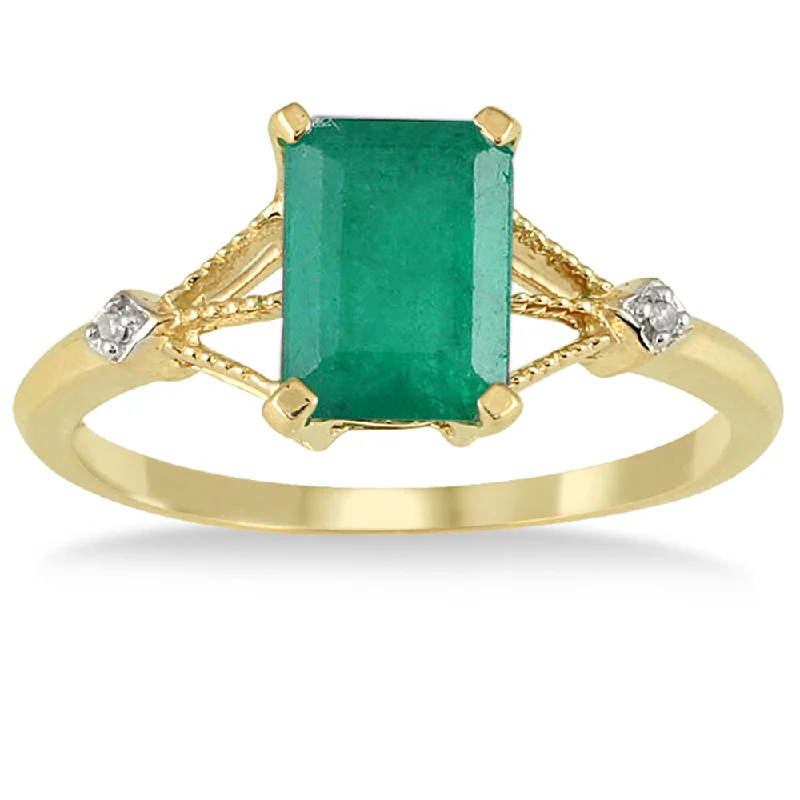 Women’s classic diamond engagement rings-1.60 Carat Emerald And Diamond Ring In 10K Yellow Gold