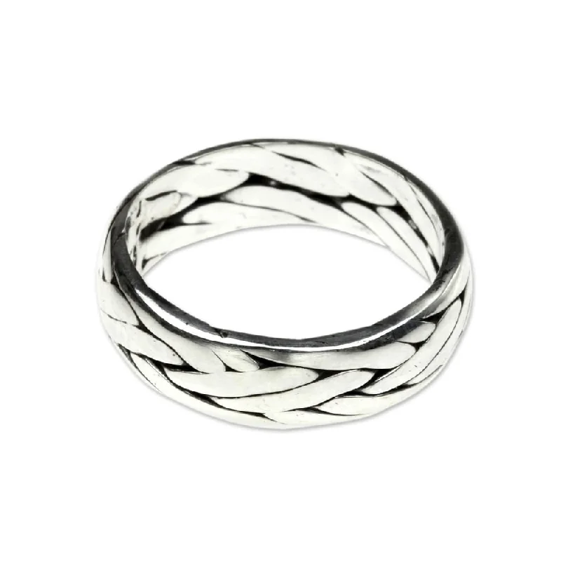 Women’s cushion cut rings-NOVICA Handmade Sing raja Weave Classic Vintage Style Men's Clothing Accessory Accent Braided Sterling Silver Ring