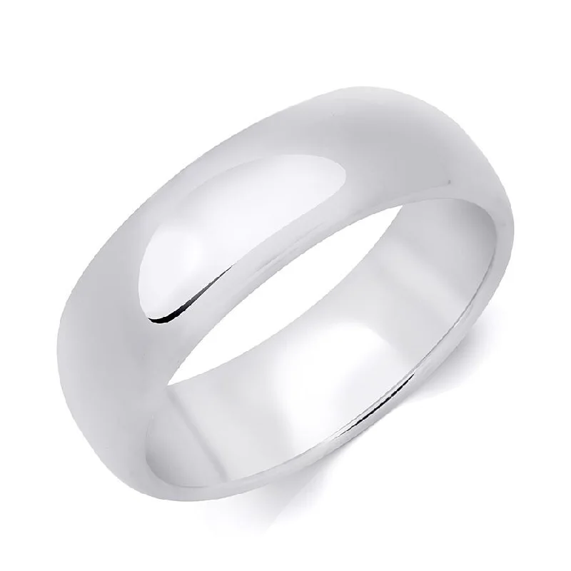 Women’s geometric rings-Men's Platinum Over Sterling Silver 7mm Comfort Fit Band Ring