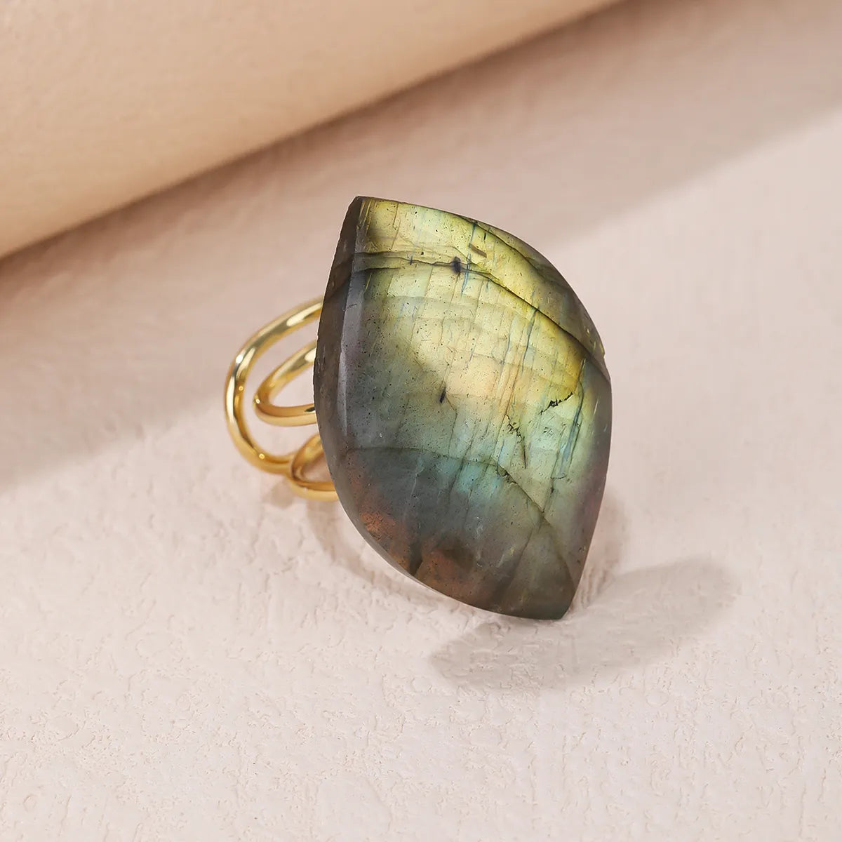 Women’s men’s ring-style women rings-Hip-Hop Punk Irregular Labradorite Asymmetrical Irregular Labradorite Women'S Open Rings