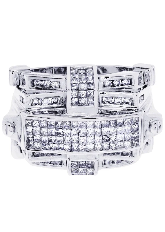 Women’s gold engagement rings-White Gold Mens Diamond Ring| 1.55 Carats| 16.98 Grams