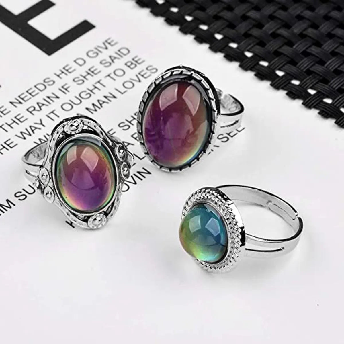 Women’s heart-shaped rings-Retro Oval Alloy Inlay Acrylic Women'S Rings