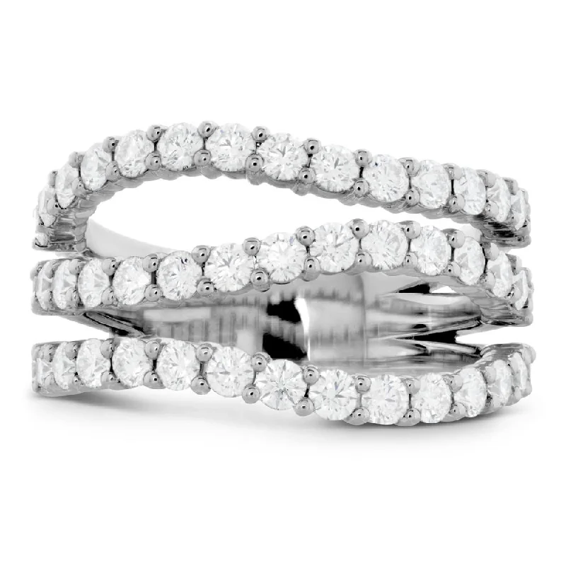 Women’s elegant diamond engagement rings-Hearts on Fire Atlantico Triple Wave Diamond Ring