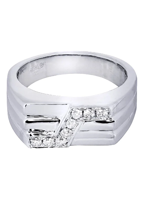 Women’s diamond-studded engagement rings-White Gold Mens Diamond Ring| 0.28 Carats| 8.54 Grams