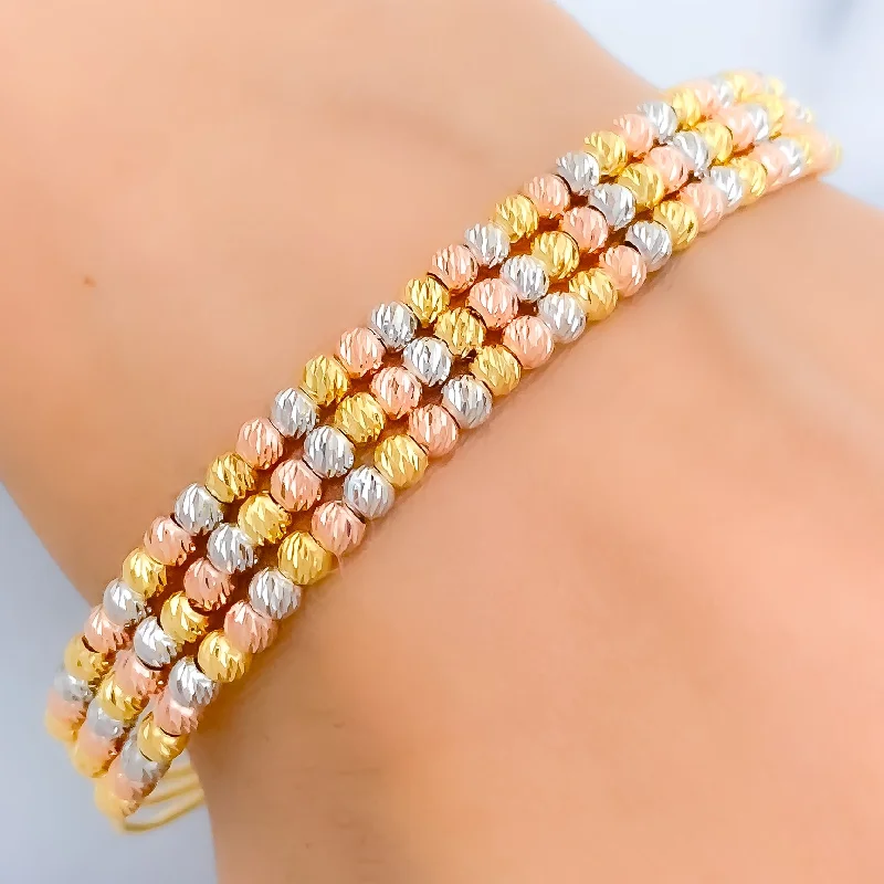 Women’s diamond bracelets-Vibrant Multi-Bead 22k Gold Bangle Bracelet