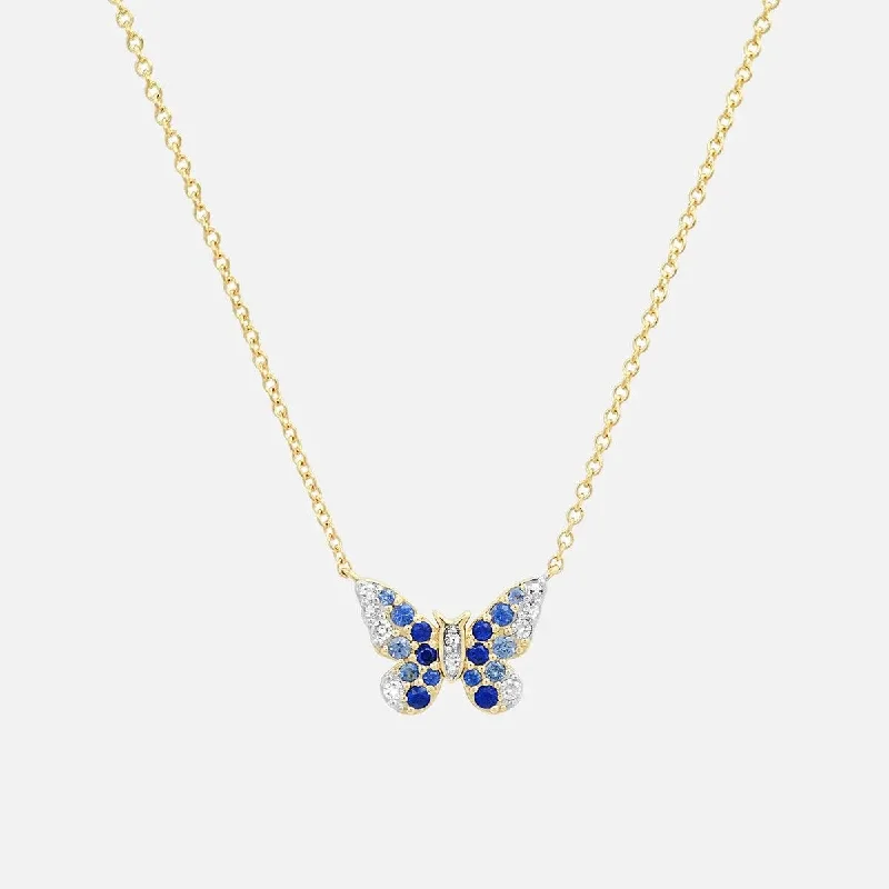 Women’s birthstone necklaces-Mini Ombré Butterfly Necklace