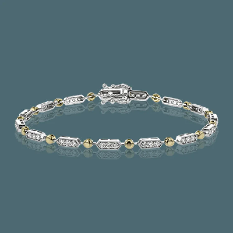 Women’s custom-made bracelets-The delicate, geometric design of this bracelet alternates 1.00 ctw of white diamonds set in white gold with subtle rose gold accents