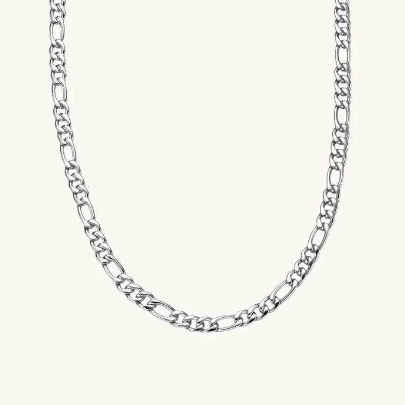 Women’s long necklaces-Men's Silver Figaro Chain Necklace