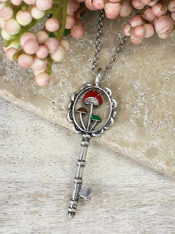 Women’s heart-shaped necklaces-Key to the Mushroom Kingdom Necklace