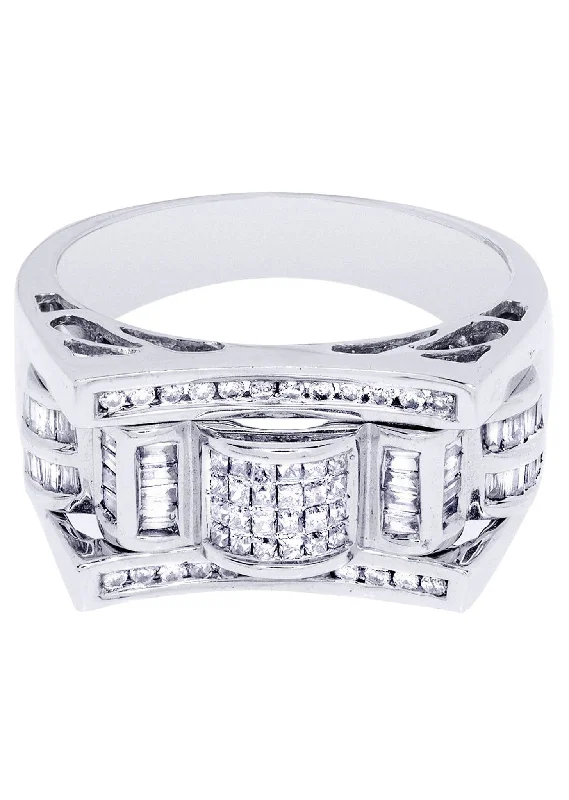 Women’s vintage engagement rings-White Gold Mens Diamond Ring| 0.78 Carats| 10.64 Grams