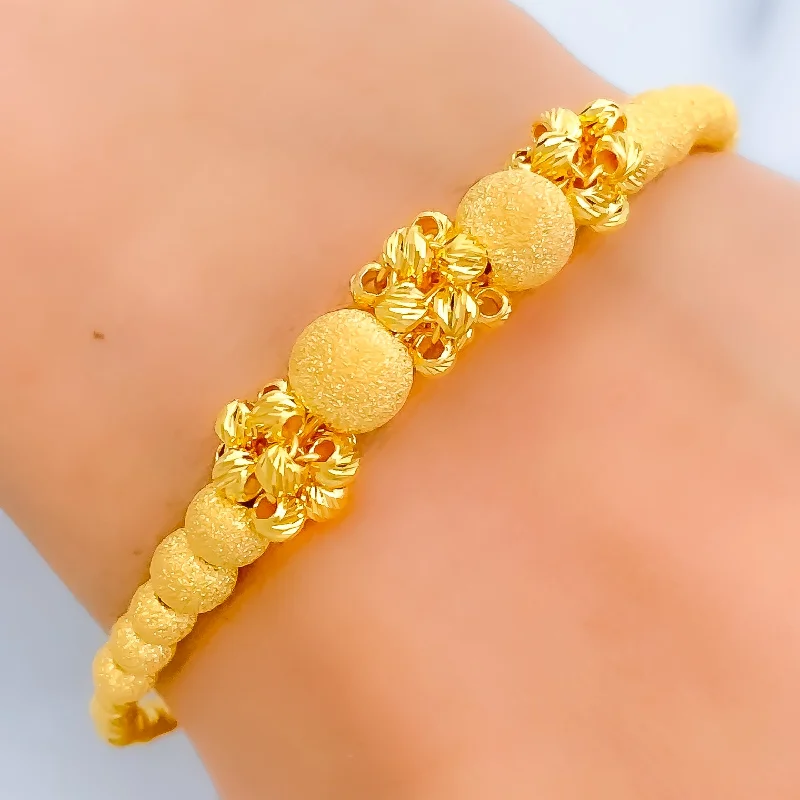 Women’s infinity bracelets-Alternating Popcorn Orb 21K Gold Bangle Bracelet