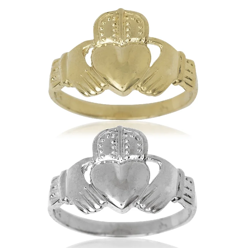 Women’s custom rings-Men's 14k Gold Claddagh Celtic Band Ring