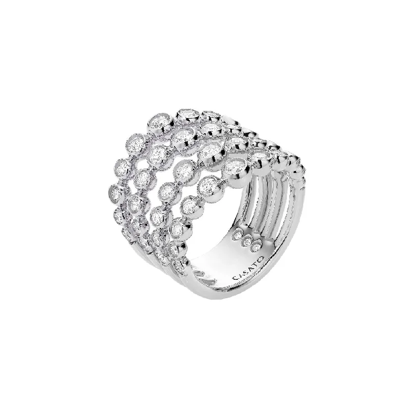 Women’s vintage-style engagement rings-CASATO 4 Waves Boule Diamond Ring