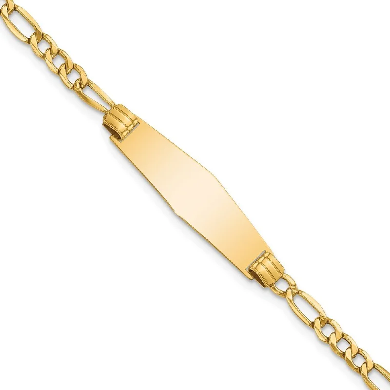 Women’s moonstone bracelets-14k Yellow Gold 7.5mm Semi-solid Soft Diamond Shape Figaro Link ID Bracelet, 7"