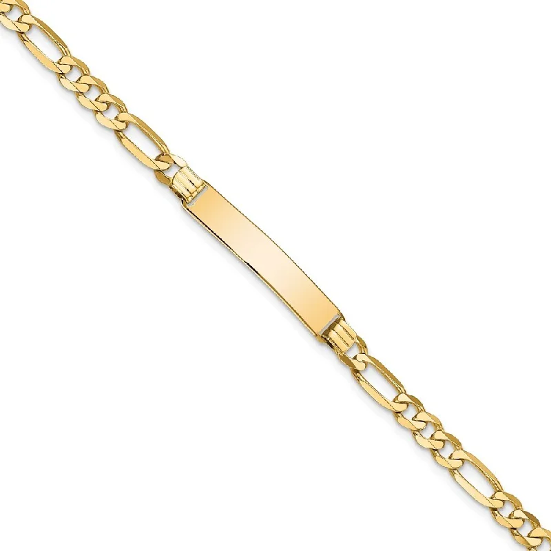 Women’s stylish cuff bracelets-14k Yellow Gold 5.5mm Flat Figaro Link ID Bracelet, 7"